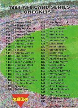 1994 Select AFL #198 Checklist Front